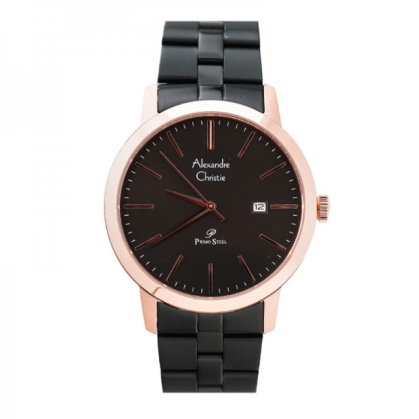 Alexandre Christie AC 1007 Rosegold Black Steel Man MDBBRBA